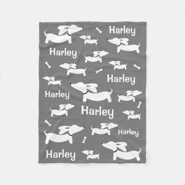 Dachshund Custom Gray Blanket for Wiener Dogs  (Front)