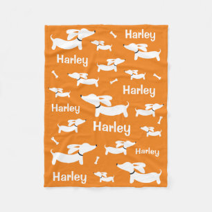 Dachshund Custom Orange Blanket for Wiener Dogs