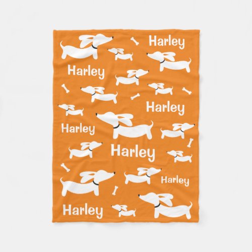 Dachshund Custom Orange Blanket for Wiener Dogs 