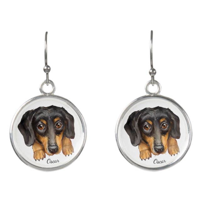 Dachshund Customized Dangle Earrings (Front)
