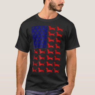 Dachshund Cute America Flag Th Of July T-Shirt