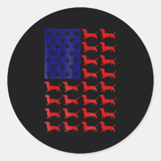 Dachshund - Cute American Flag 4th Of July Classic Round Sticker