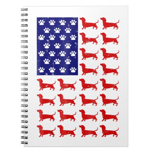 Dachshund  _ Cute American Flag 4th Of July Notebook