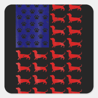 Dachshund - Cute American Flag 4th Of July Square Sticker