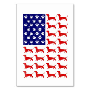 Dachshund - Cute American Flag 4th Of July Table Number