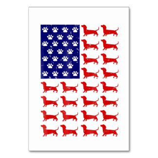 Dachshund  - Cute American Flag 4th Of July Table Number