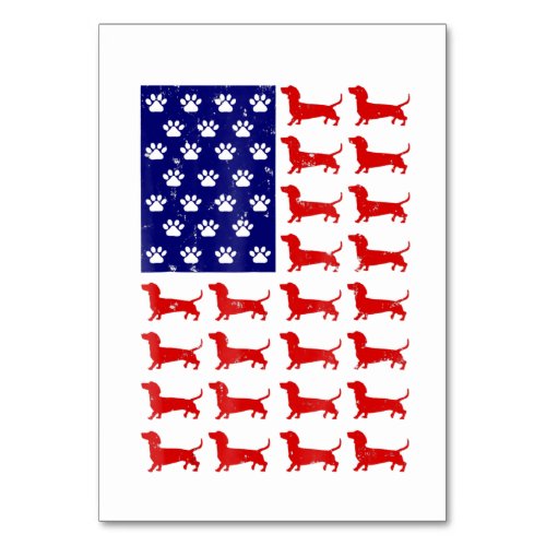Dachshund  _ Cute American Flag 4th Of July Table Number