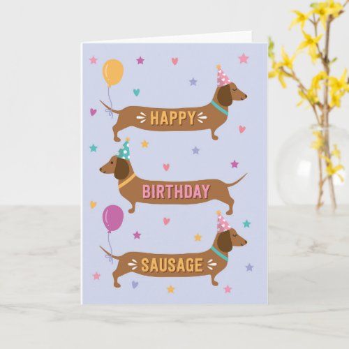Dachshund Cute Happy Birthday Sausage Dog Card