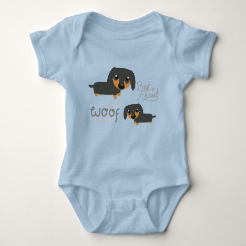 Dachshund cute kids  illustration baby bodysuit