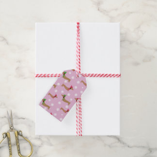 Dachshund Cute Pink Christmas Snowflakes Gift Tags