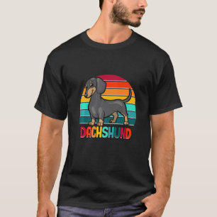 Dachshund Cute Puppy Dog Doggy Retro Sunset T-Shirt