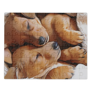 Dachshund Cute Sleeping Dachshund Puppies Birthday Jigsaw Puzzle
