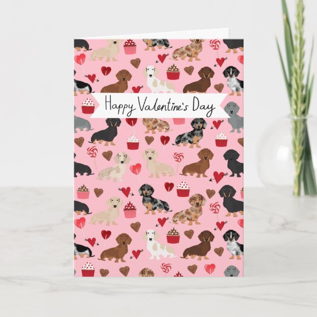 Dachshund Cute Valentine's Day Card (Front)