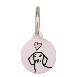 Dachshund Cute Wiener Love Dog Pink Heart Name Pet Tag