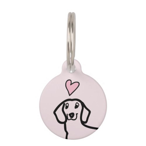 Dachshund Cute Wiener Love Dog Pink Heart Name Pet Tag