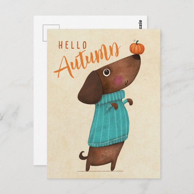 Dachshund Dachshund AutumnHalloween Fall Postcard (Front/Back)