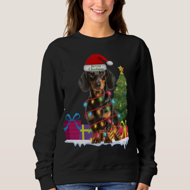 dachshund dackel wiener dog ugly christmas sweater (Front)