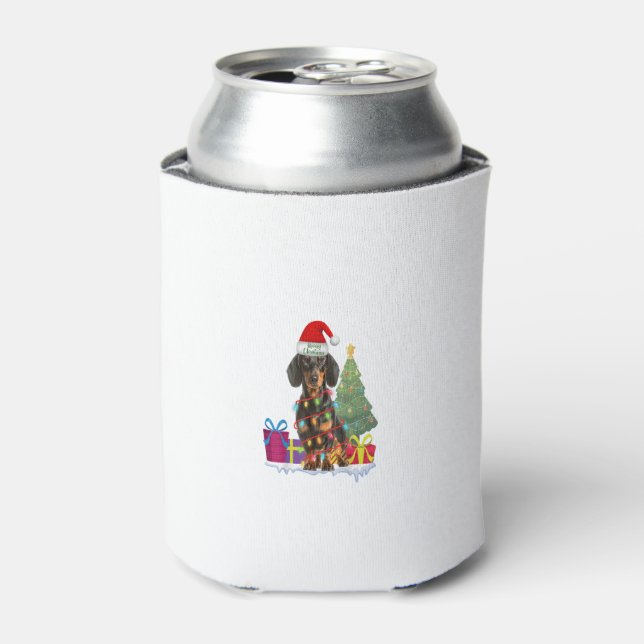 dachshund dackel wiener dog ugly christmas sweater can cooler (Can Front)