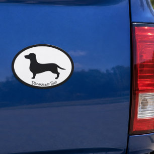 Dachshund Dad Classic Car Magnet Black & White