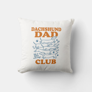 Dachshund Dad Club Vintage Dog Shirt Design_1 Throw Pillow