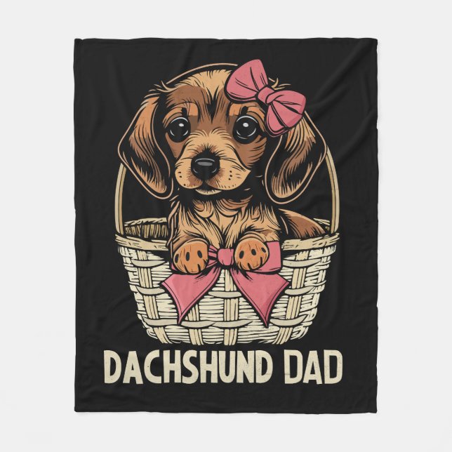 Dachshund Dad Cute Dachshund Lover Men Wiener Dog Fleece Blanket (Front)