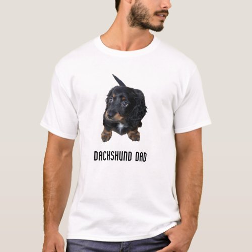 Dachshund dad cute puppy photo custom mens t_shirt