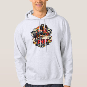 Dachshund Dad Racing Checkered Flag Long Dog Hoodie