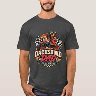 Dachshund Dad Racing Checkered Flag Long Dog T-Shirt