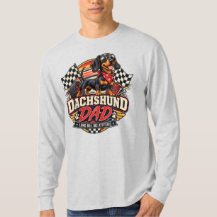 Dachshund Dad Racing Checkered Flag Long Dog T-Shirt