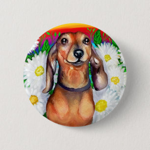 Dachshund Daisy Patch Button