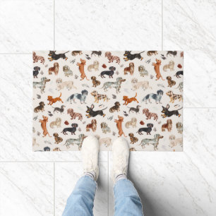 DACHSHUND DALLIANCE Watercolor Dog Print  Doormat