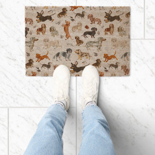 DACHSHUND DALLIANCE Watercolor Dog Print  Fiber Doormat