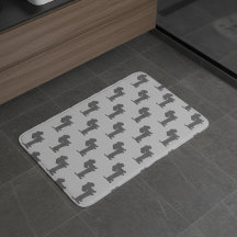 Dachshund Dark Gray & Gray Bathroom Décor Mat Rug