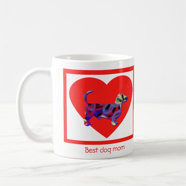 Dachshund / Daxie Dog Red Valentine’s Day Heart Coffee Mug (Left)