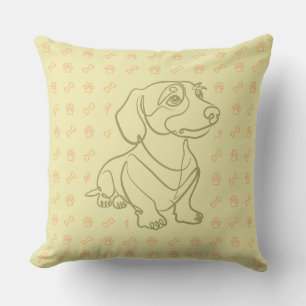 Dachshund Decorative Line Art Pattern Throw Pillow