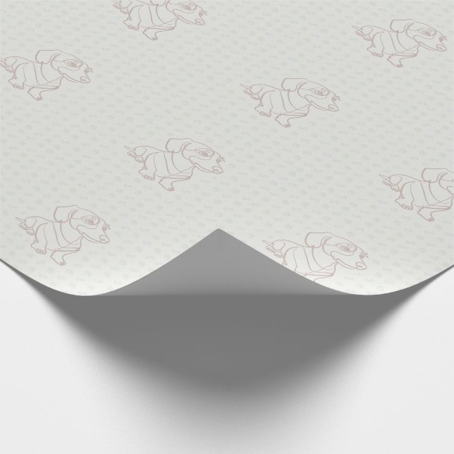 Dachshund Decorative Line Art Pattern Wrapping Paper (Corner)