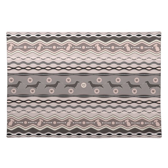 Dachshund - Decorative Pattern in pastels Cloth Placemat (Front)