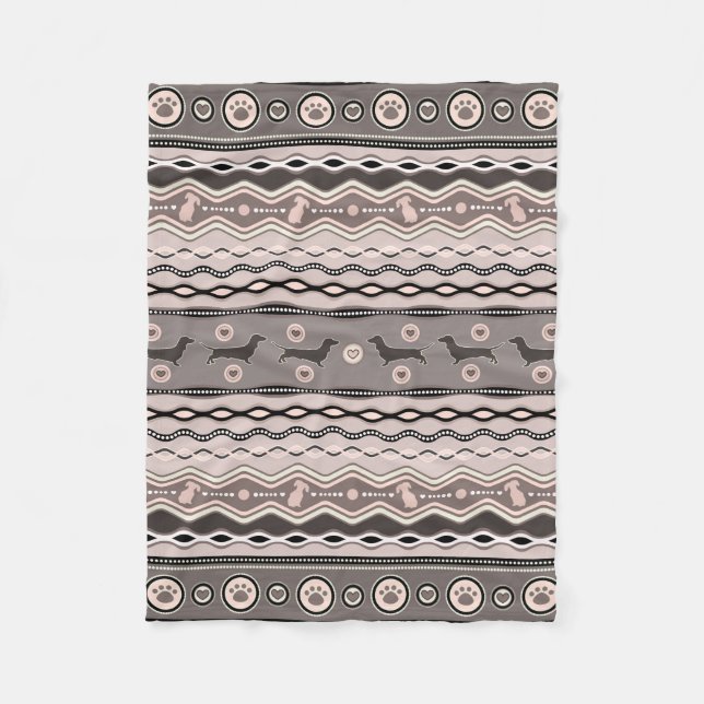 Dachshund - Decorative Pattern in pastels Fleece Blanket (Front)