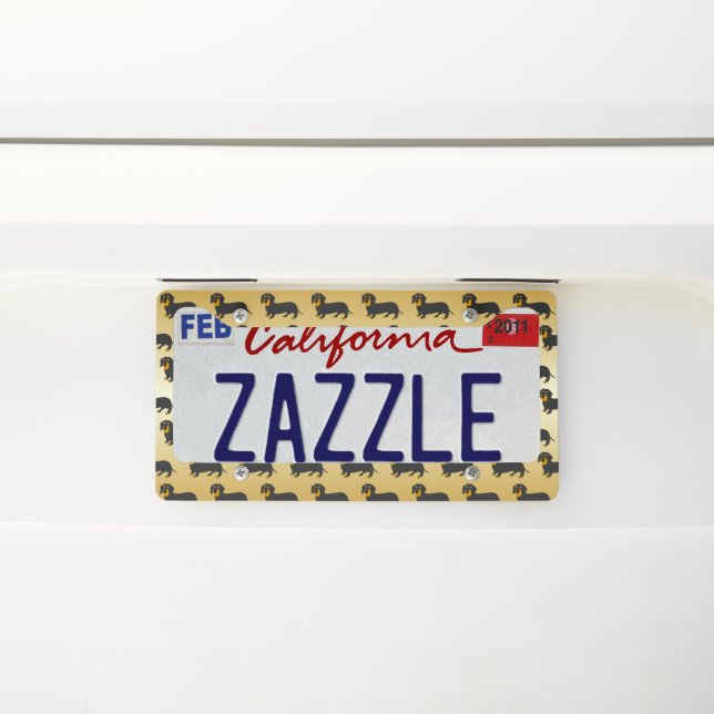 Dachshund Design License Plate Frame (On Car)