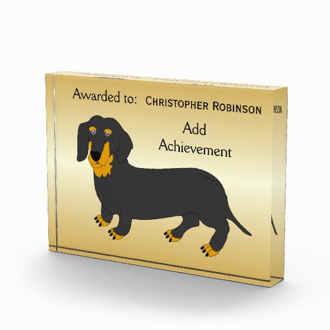 Dachshund Design Personalised Acrylic Award (Right)