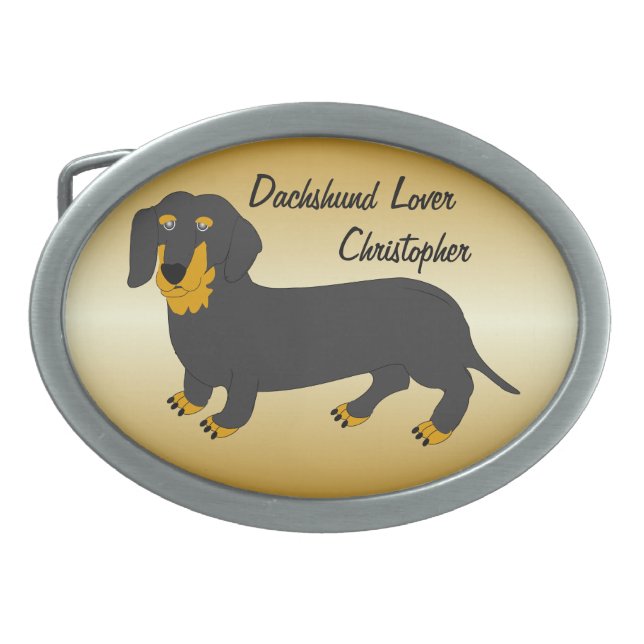 Dachshund Design Personalised Belt Buckle (Front)
