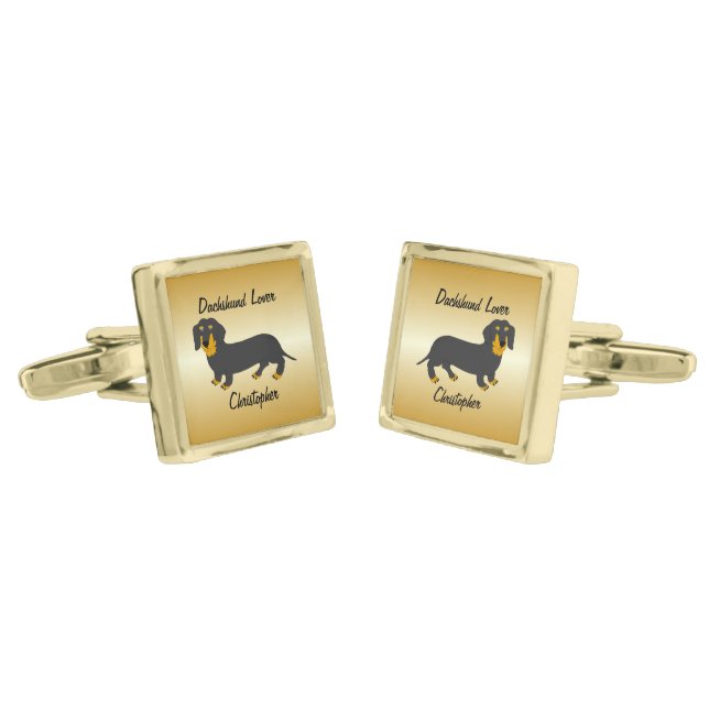Dachshund Design Personalised Cufflinks (Angled)