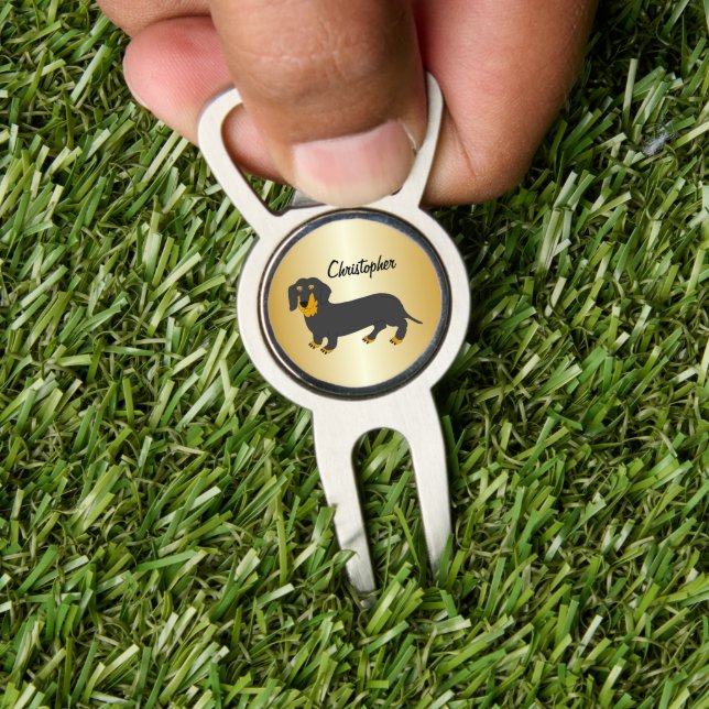 Dachshund Design Personalised Divot Tool (Insitu 1)