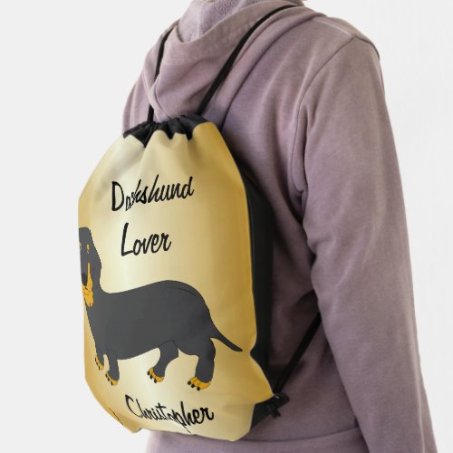 Dachshund Design Personalised Drawstring Bag