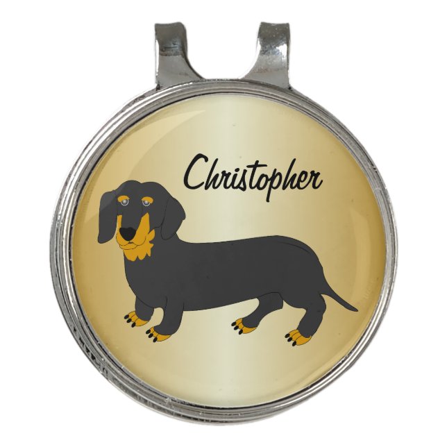 Dachshund Design Personalised Golf Hat Clip (Front)