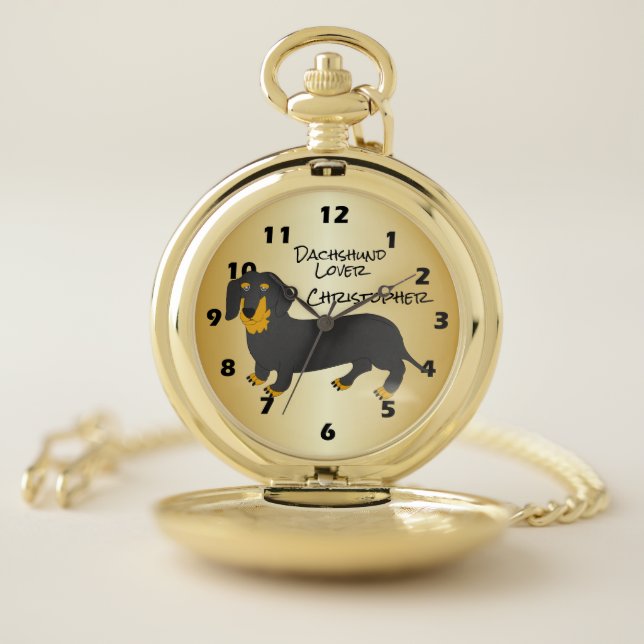 Dachshund Design Personalised Pocket Watch (Inside)