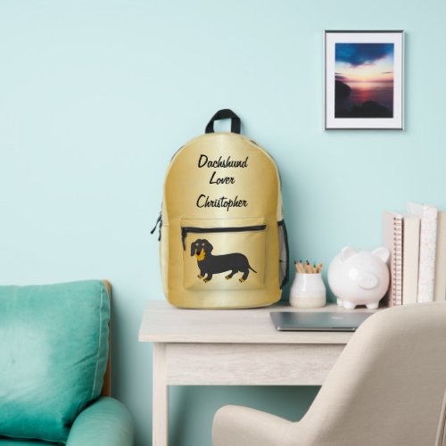 Dachshund Design Personalised Printed Backpack