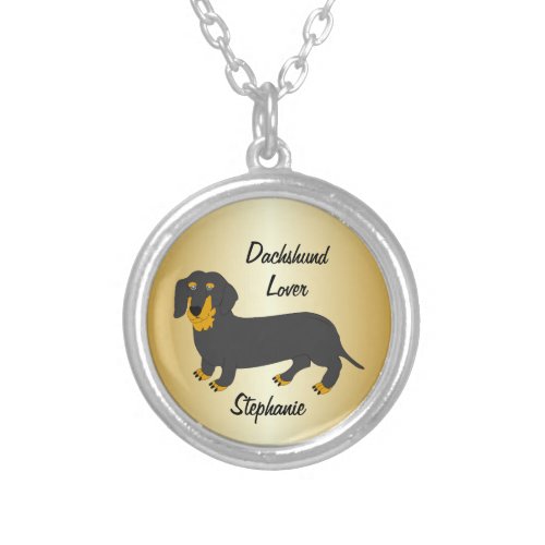 Dachshund Design Personalised Silver Plated Necklace