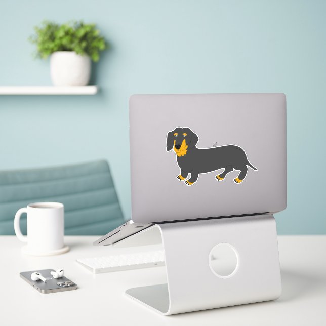 Dachshund Design Sticker (Laptop On Desk)