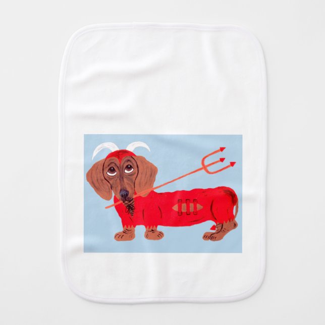 Dachshund Devil Baby Burp Cloth (Front)